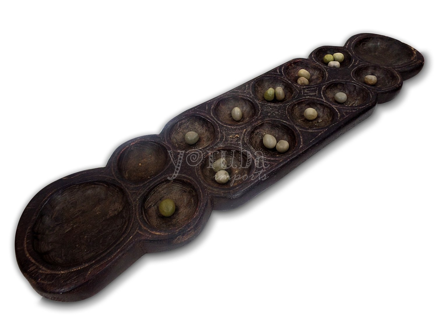 Omo Ayo Yoruba Game Board with Seeds