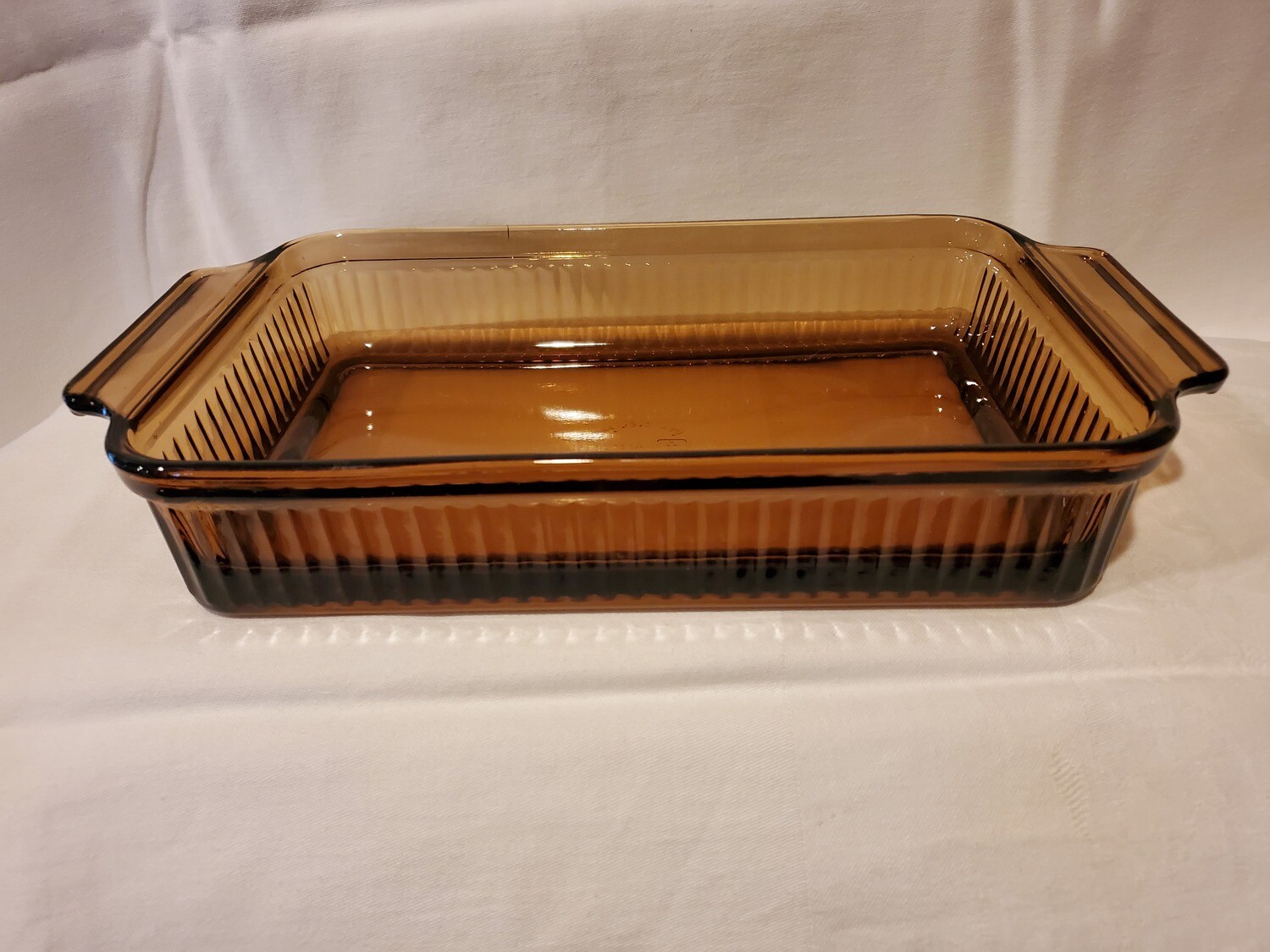 Anchor Hocking, Amber Ribbed Baking Glass Pan 1.5 QT USA Made 6 X 10"