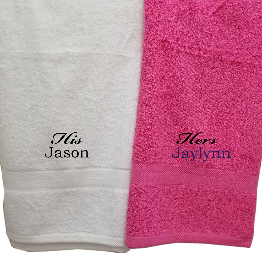 His Hers Couples Two Piece Personalize Bath Towel Set * Product