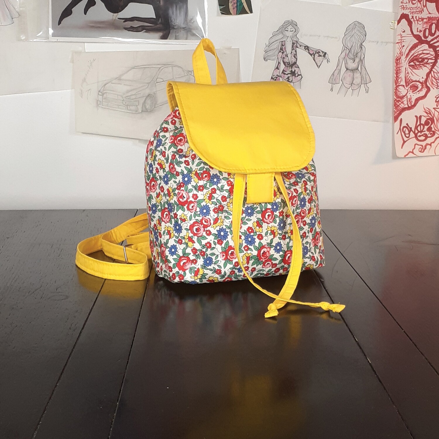 Yellow Floral Multi Backpack