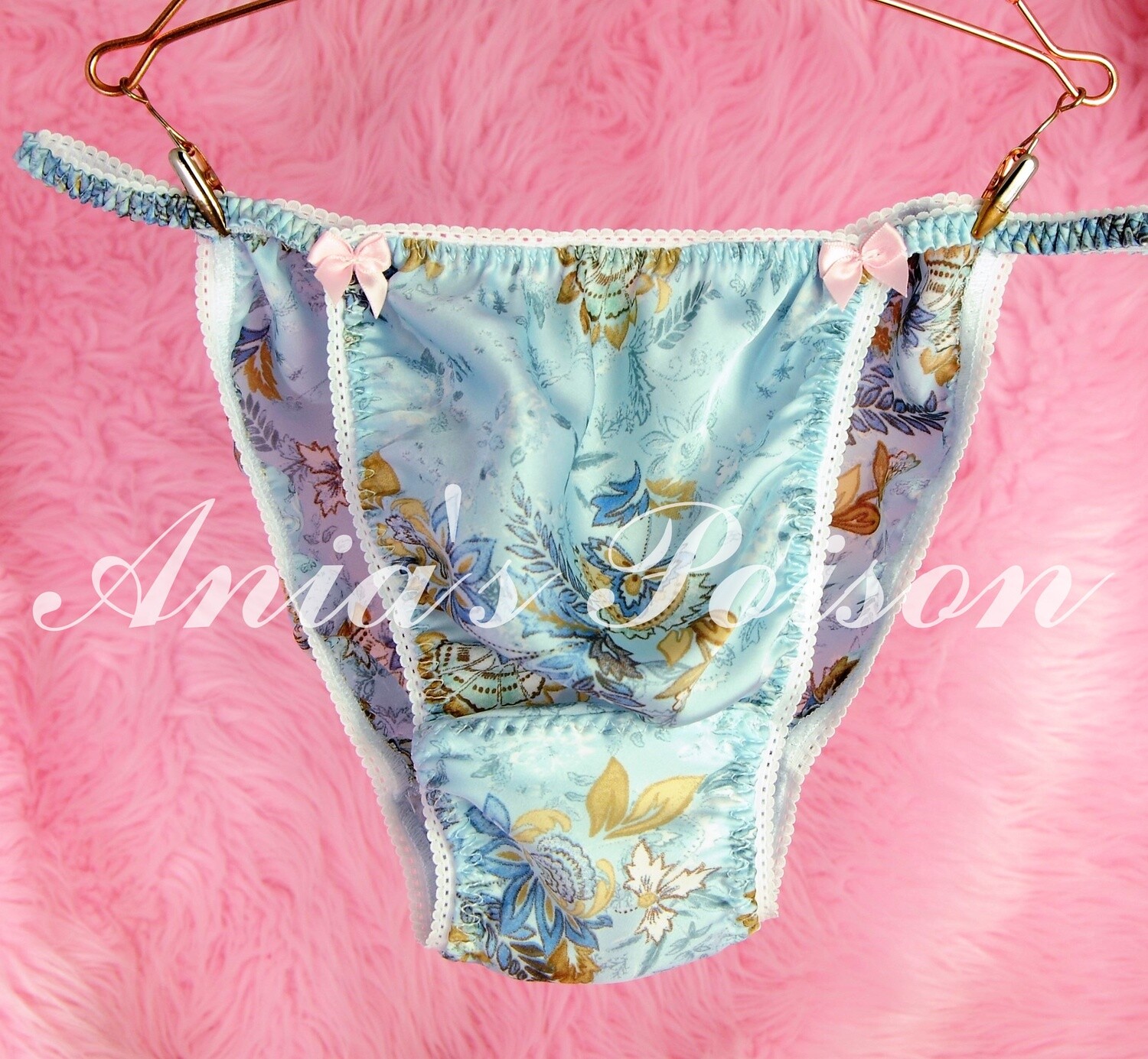 Ania’s Poison Elegant Baby Blue Floral Slippery 100 polyester SATIN