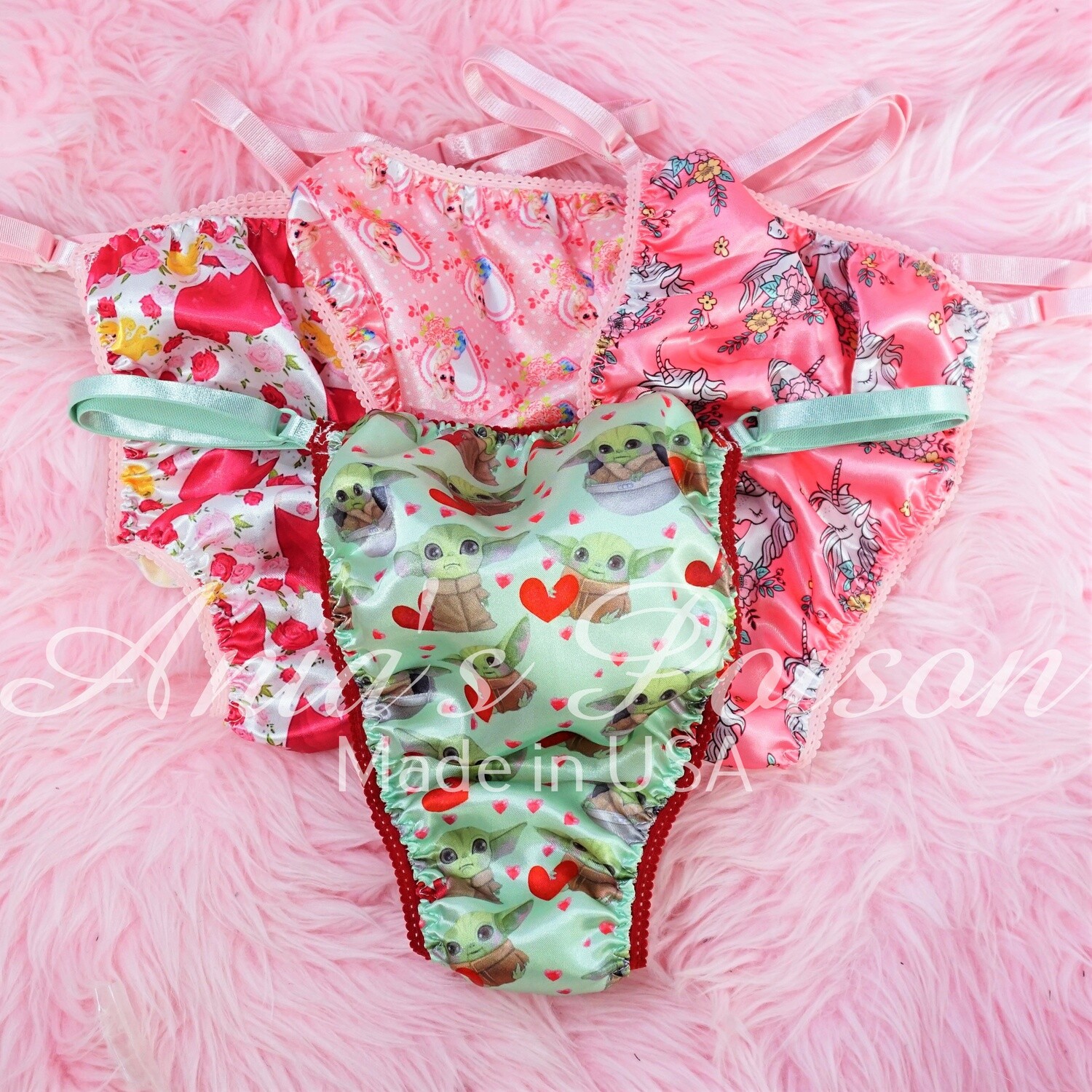 Valentine’s Day novelty sissy men’s soft shiny Triangle T thong panties