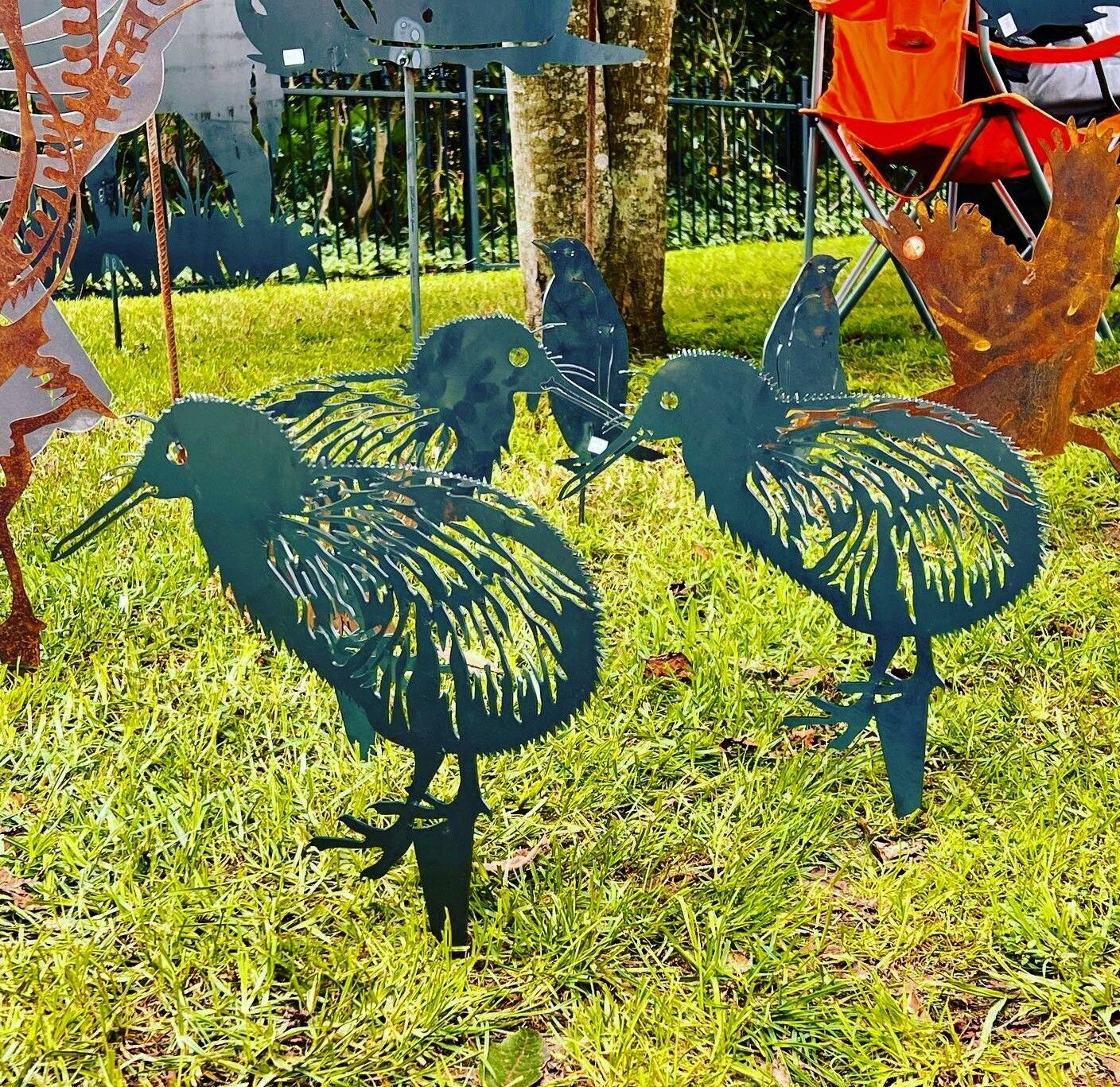 Kiwi Bird Design Metal Silhouette Sculpture Corten Steel Garden Art Ornament