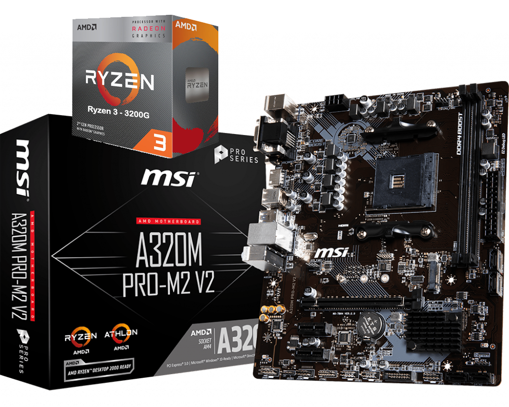 AMD RYZEN 3 3200G 4Core 3.6 GHz (4.0 GHz Max Boost) + MSI A320M PROM2