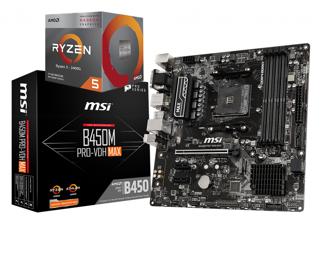 AMD RYZEN 5 3400G 4 Core 3 7 GHz 4 2 GHz Max Boost MSI B450 PRO VDH