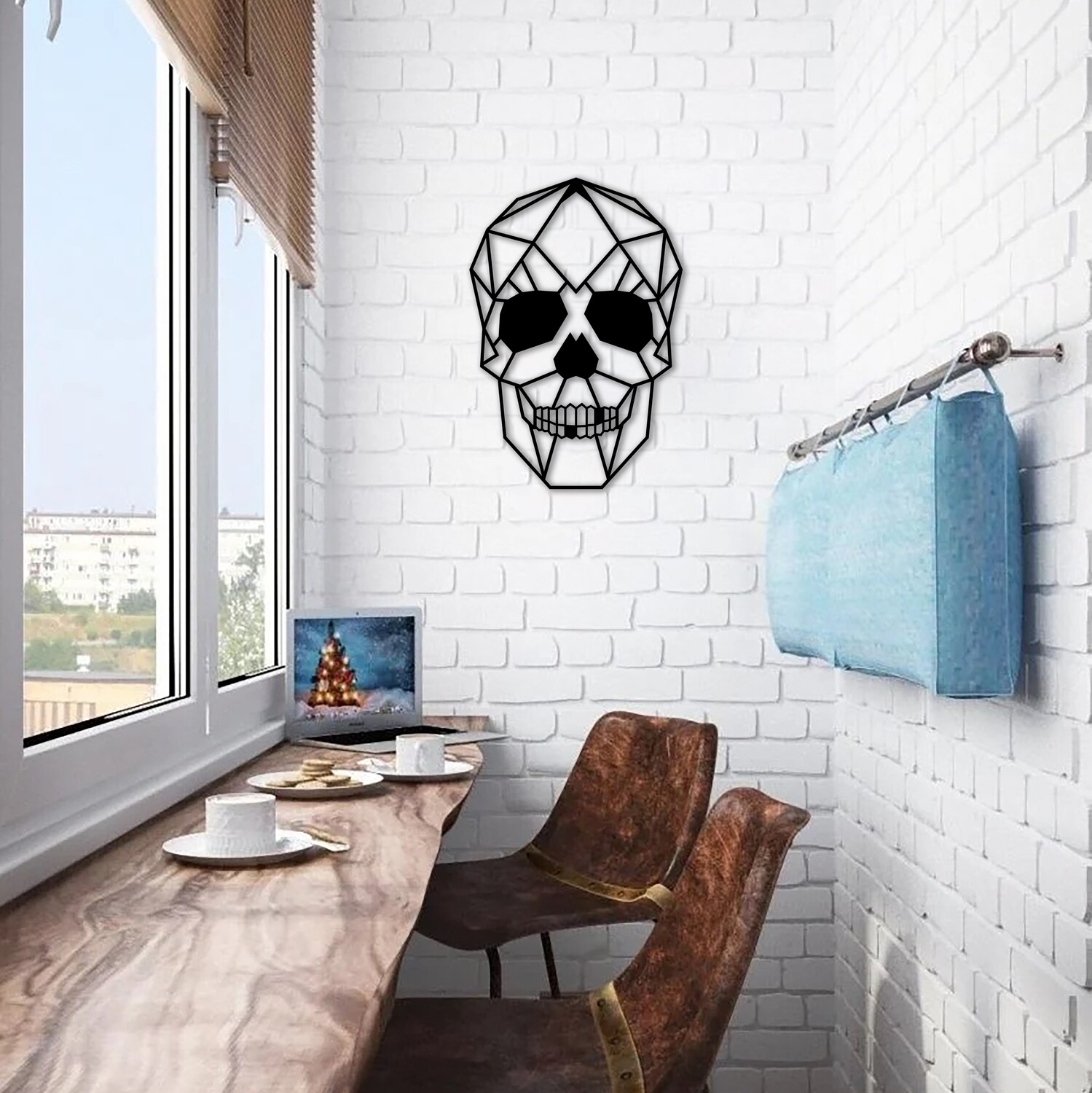 WAND DEKO aus METALL SKULL / TOTENKOPF 42x61cm