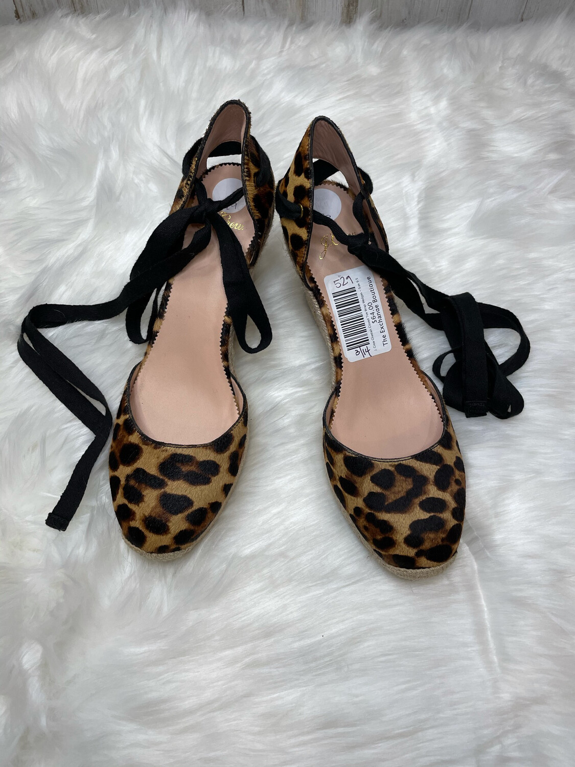 J. Crew Cheetah Closed Toe Wrap Wedges - Size 9.5