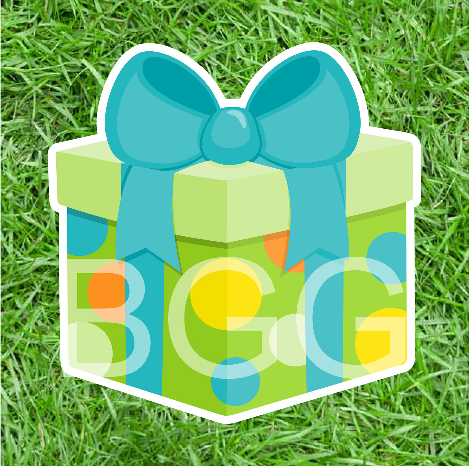 Solid Blue Present with Green Bow Store Bluegrass Greetings & Co.