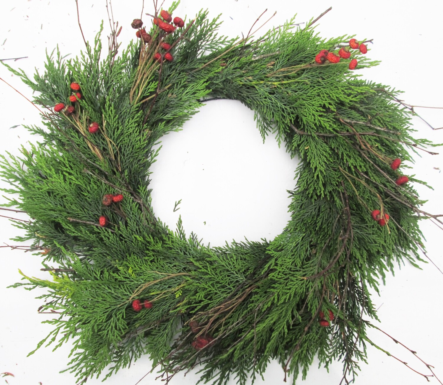Large 12" Natural Fresh Woodland Make Your Own DIY RED Christmas Wreath