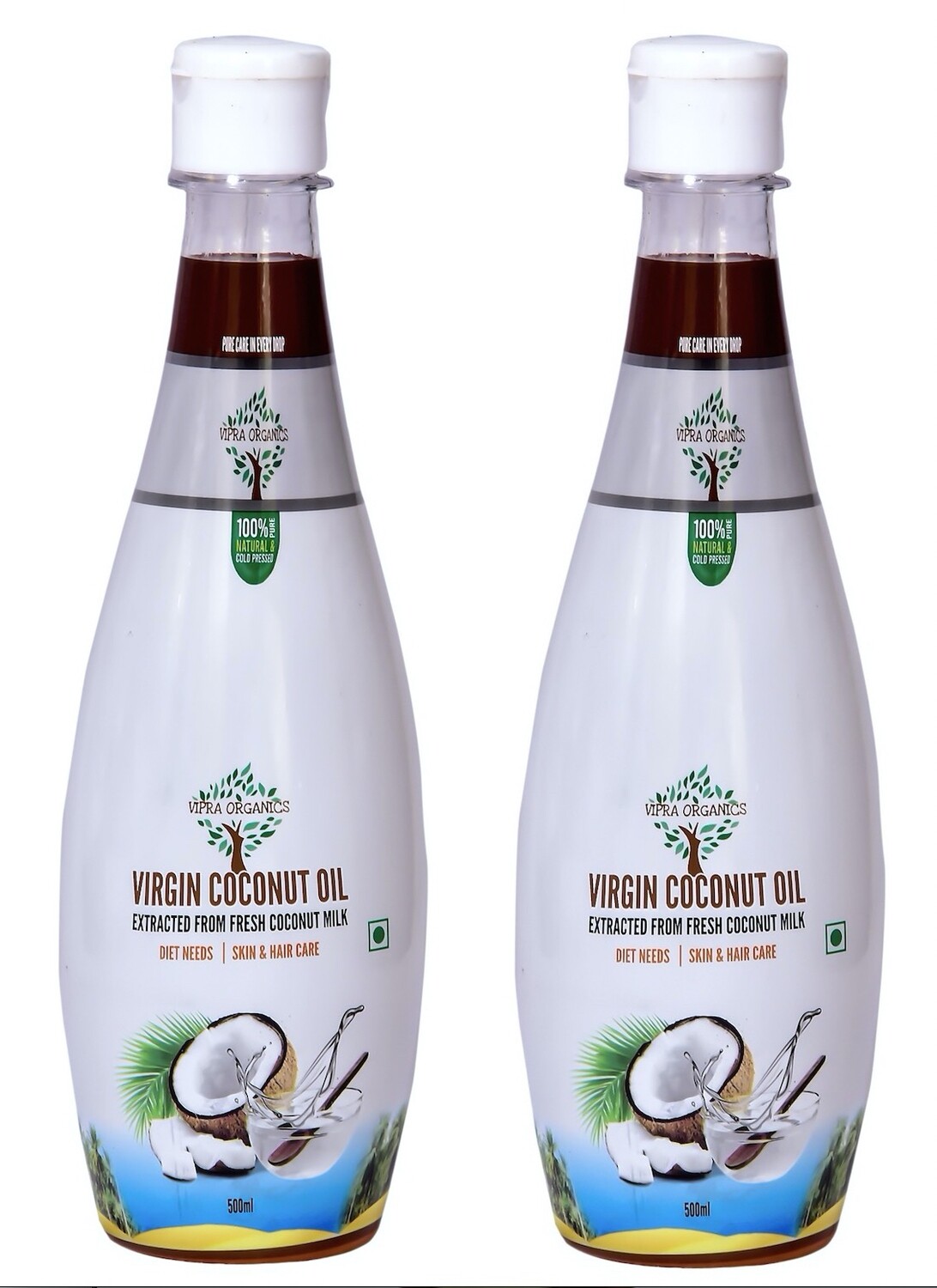 Virgin Coconut Oil (1 litre) Pack of 2 Store Vipra Organics