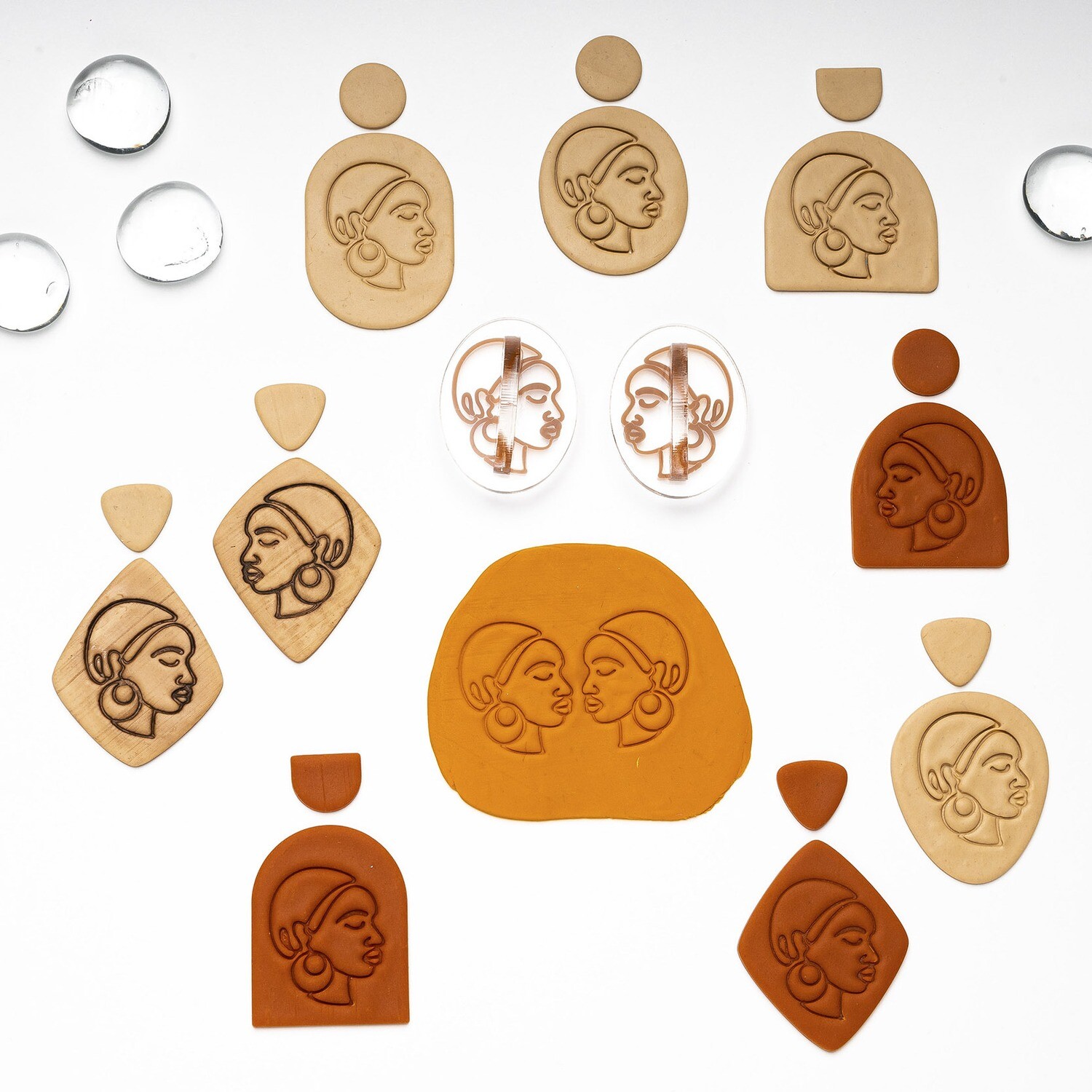 Polymer Clay Embossing Stamps. African Woman Face