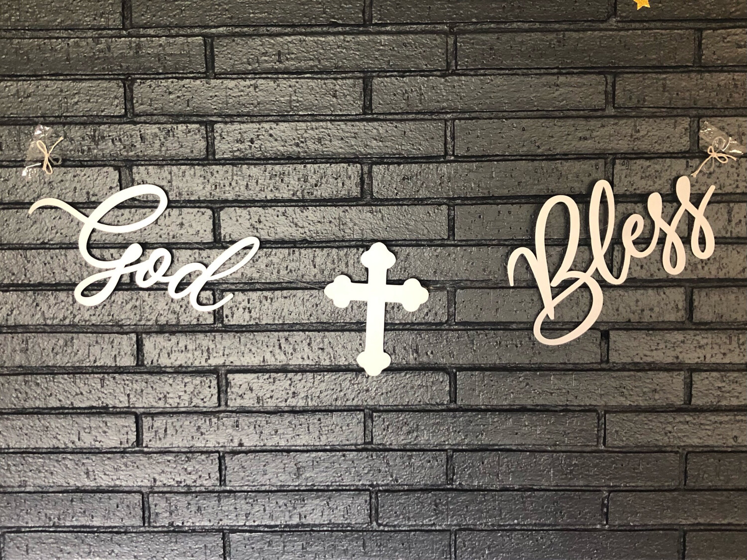God Bless Party Banner - Silver Matte - Handmade Locally - Customizable