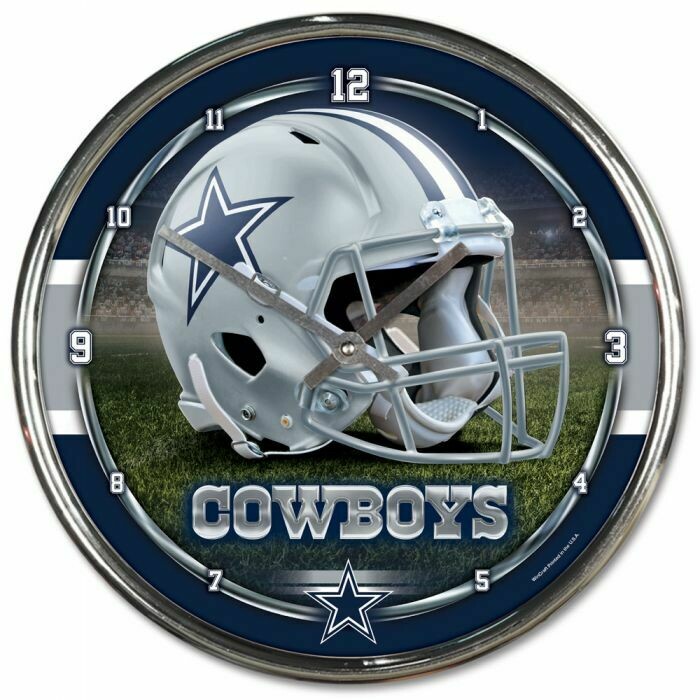 Chrome Round Wall Clocks NFL Dallas Cowboys