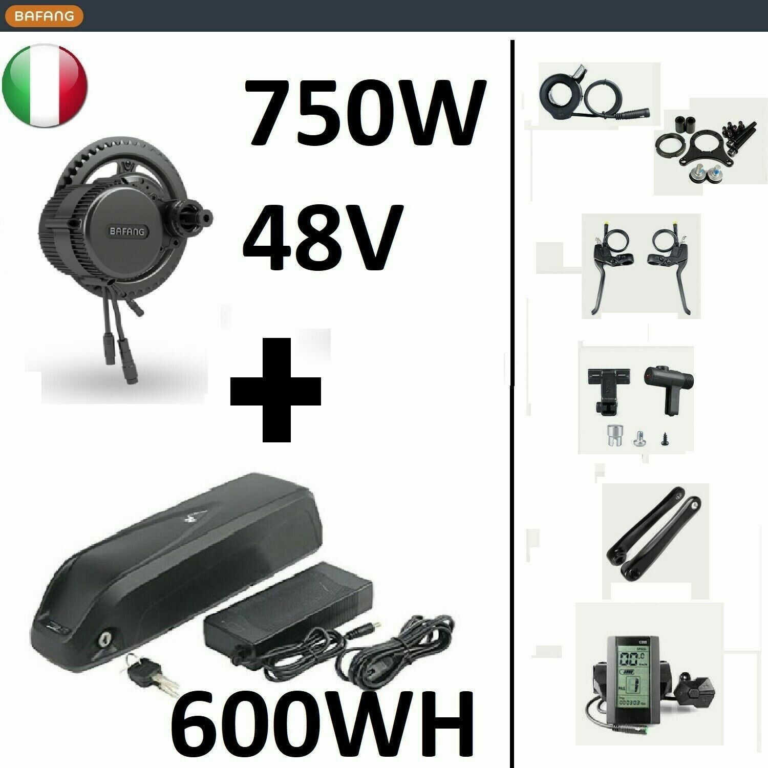 KIT BAFANG 48V 750W BBS02B + Batteria 600Wh