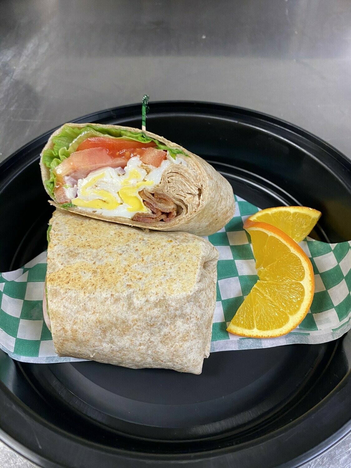 Bacon, lettuce, tomato & egg wrap