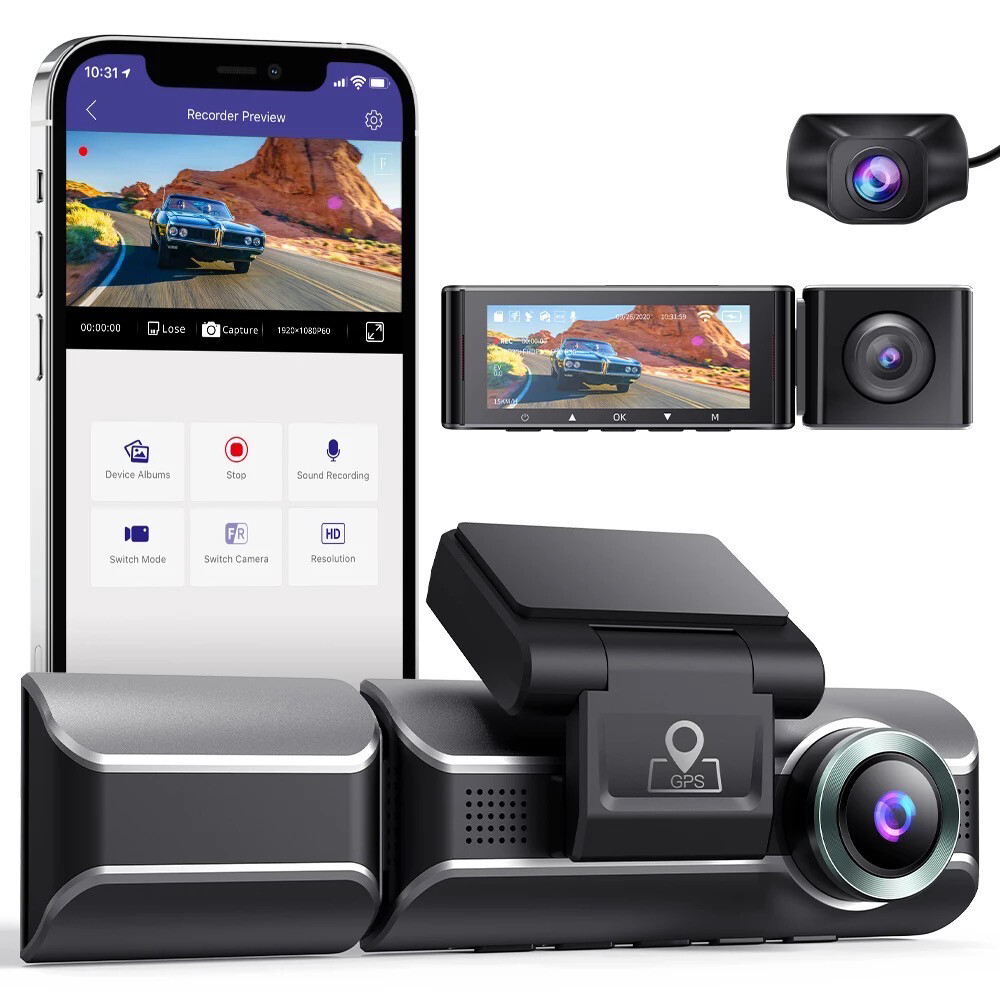 2022 dash cam 4k wifi gps dual lens dash camera night vision 2160p