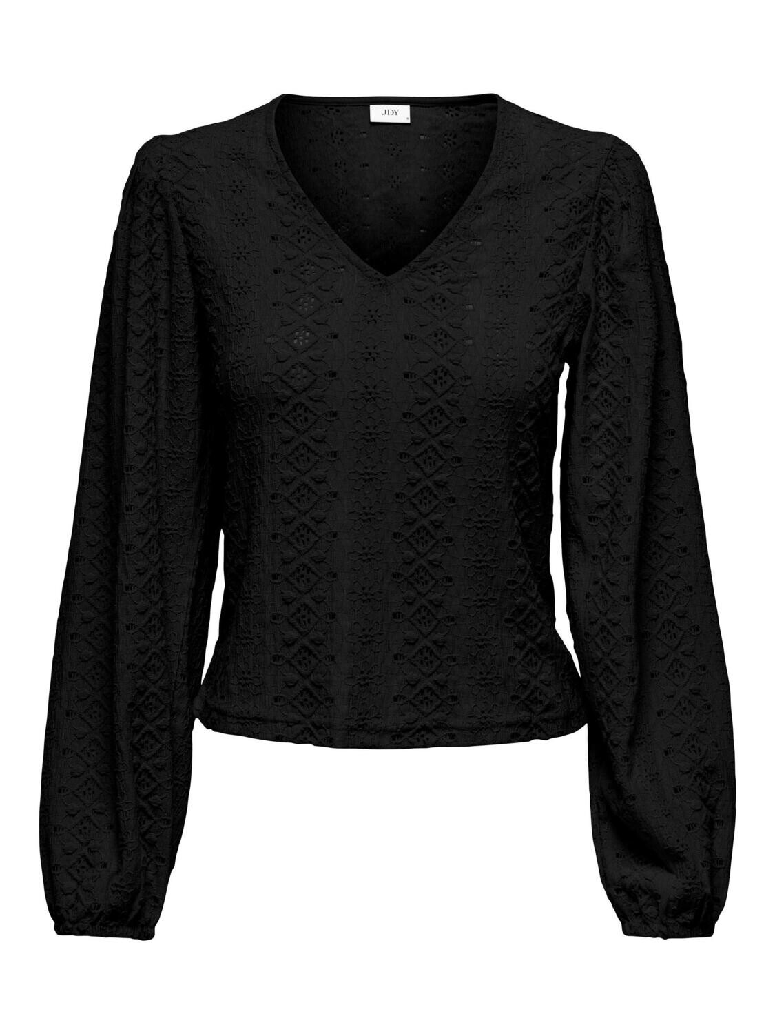JDY Maglietta Donna Con Collo A V E Maniche In Pizzo: Stile Largo E Femminile, Colore Nero - 2