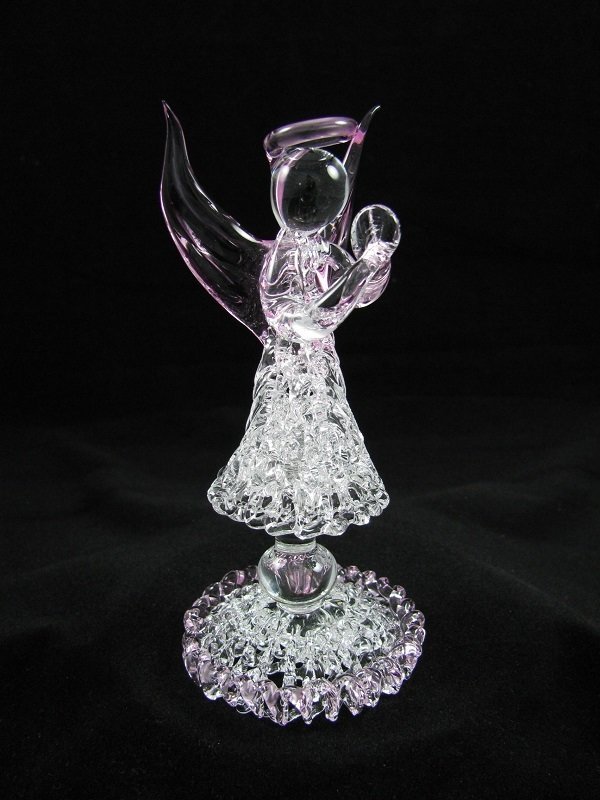 Hand Blown Glass Angel on a Lace Base Store Gift of Glass
