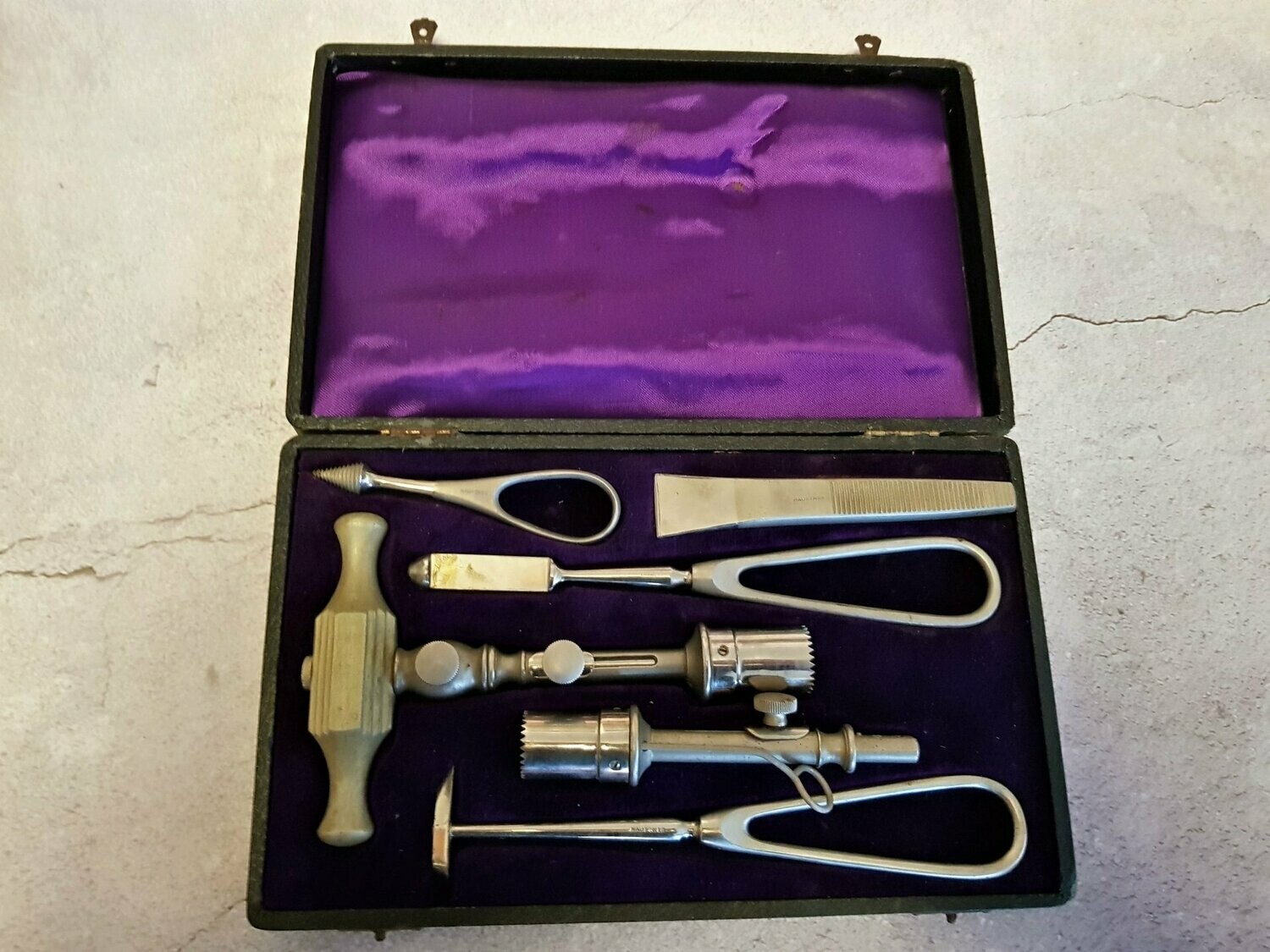 Cased set of trepanning instruments from Hauptner ca. 1890 - 1900