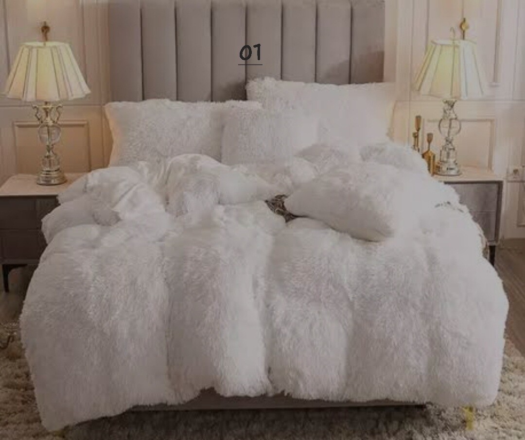 FLUFFY COMFORTERS SHERPA FLEECE LINED QUEEN