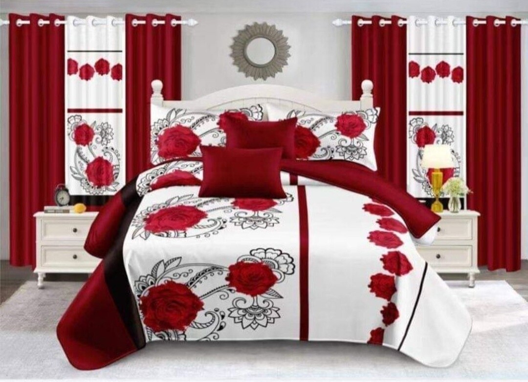PANDA 7P QUILT SET RED ROSES