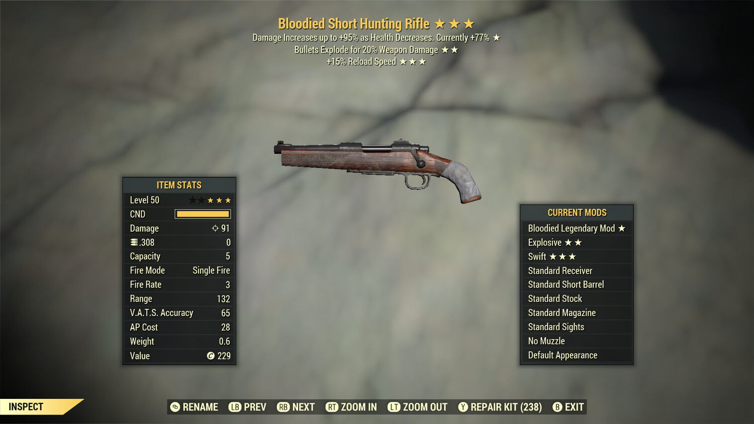 Bloodied Explosive 15r Hunting Rifle