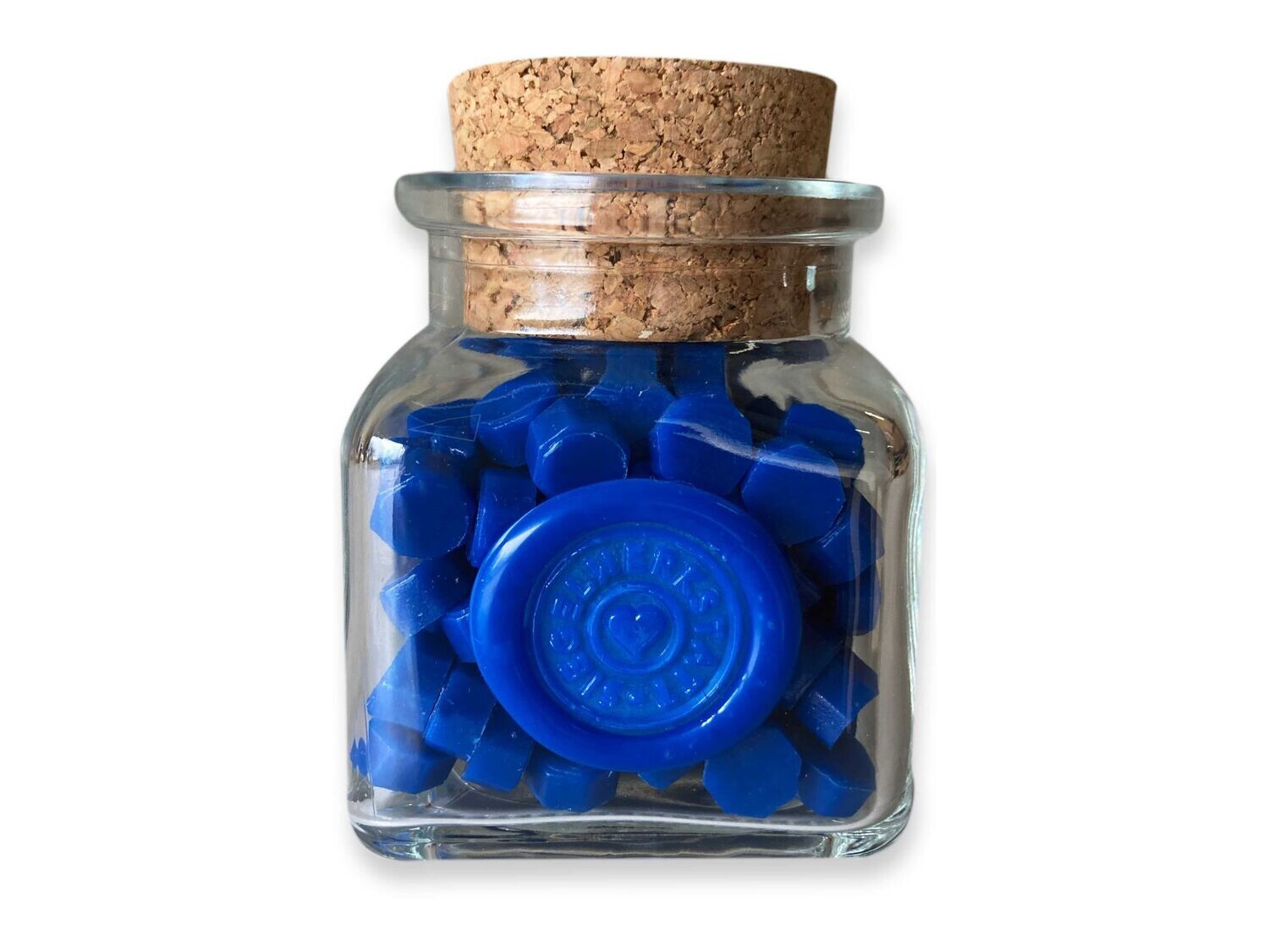 Sealing Wax Beads in Glass Bottle Blue