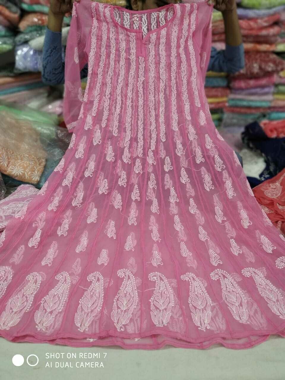 Lucknow Chickenkari chiffon KurtiCH047