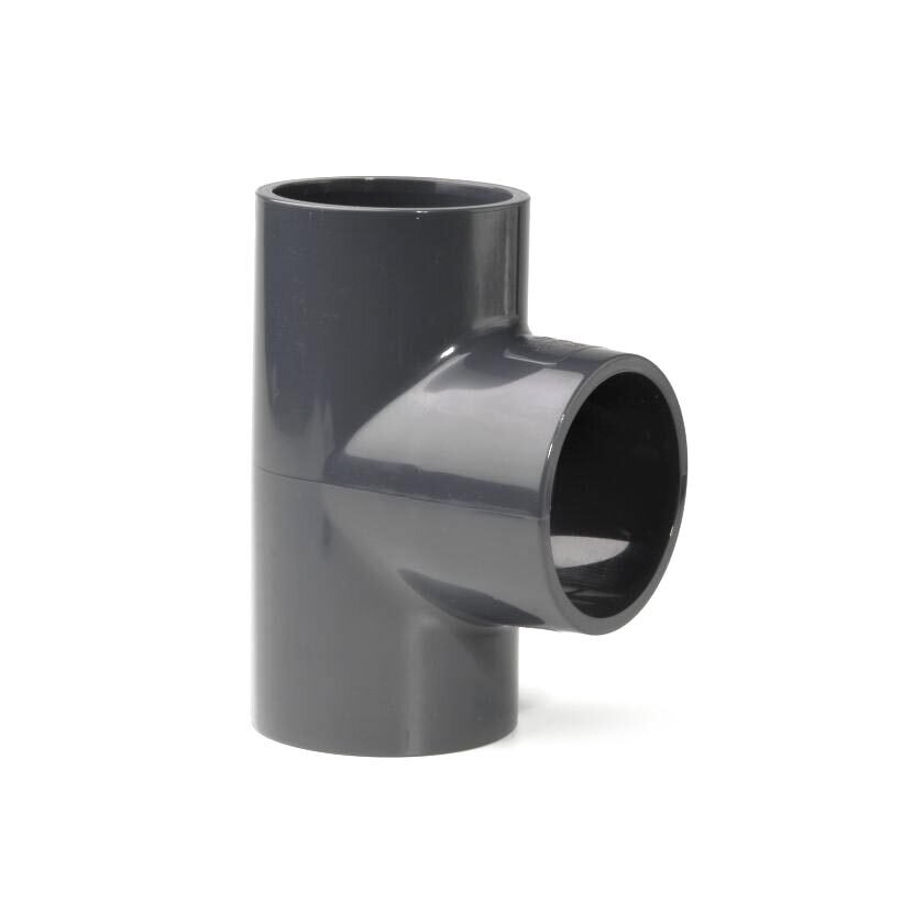 1" PVC Tee 90˚ Plain Plastic Pressure Pipe Fitting 15 Bar Grey UPVC