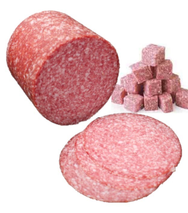Salami rol + (2.8kg) prijs per kg Shop Van Hoof Diepvries