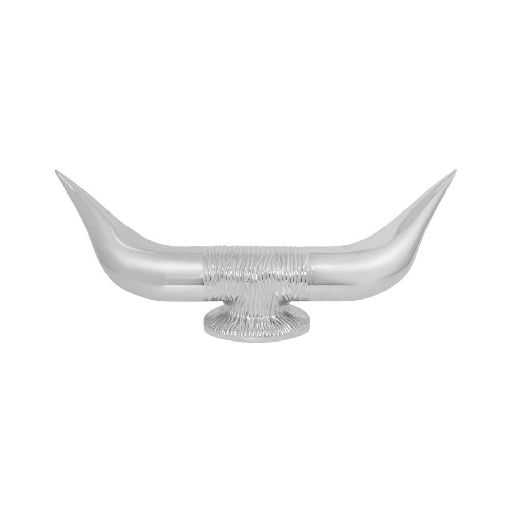 Chrome Bull Horn Hood Ornament with Round Base Shop Chrome Country