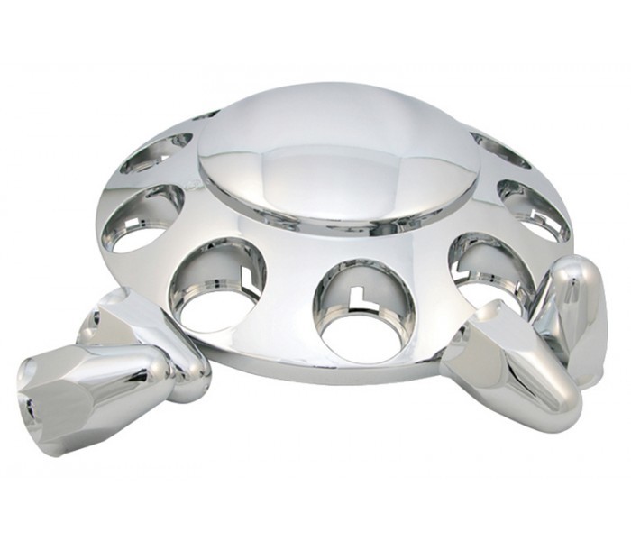 Trux Accessories Chrome Front Axle Cover Kit w/ Removable Dome Hubcap