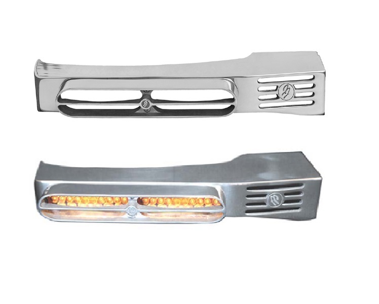 Double JJ Enterprises Aluminum Front Fender Step Blinker Bar for Peterbilt Model 379 (Set of 2