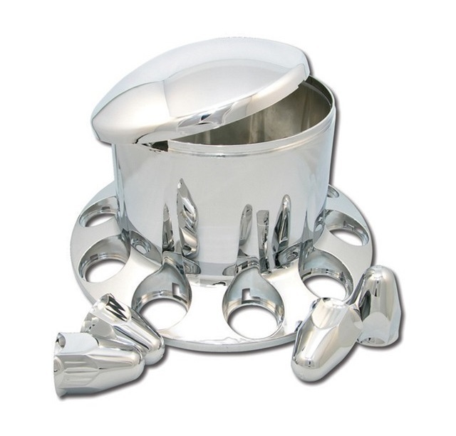 Trux Accessories Chrome Rear Axle Cover Kit w/ Removable Dome Hubcap