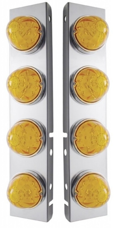United Pacific SS Front Air Cleaner Bracket W/12X 17 Amber LED Refl - View #12