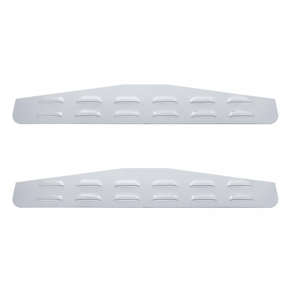Pair Of Chrome Stud-Mount Mud Flap Plates "INTERNATIONAL" For IHC Trucks - 4"x24"