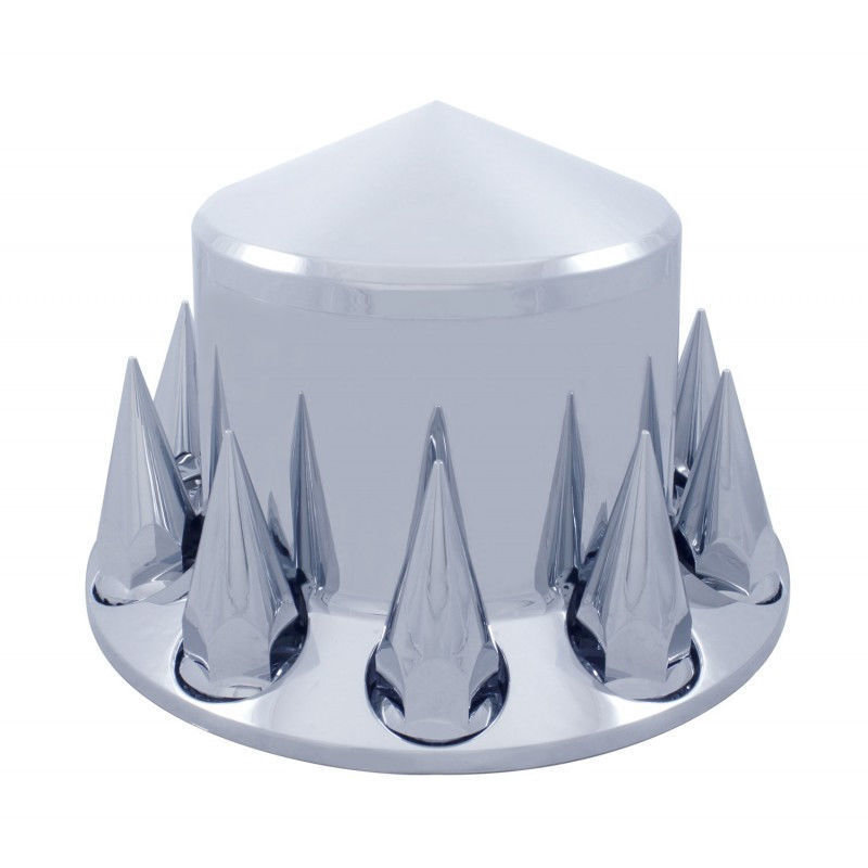 United Pacific Chrome Pointed Rear Axle Cover Set w/ 33m Spike Thread