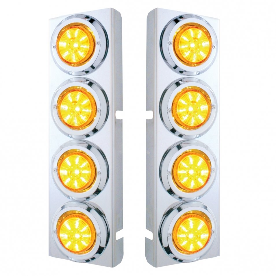 United Pacific Stainless Steel Front Air Cleaner Bracket w/ 8 Amber LED