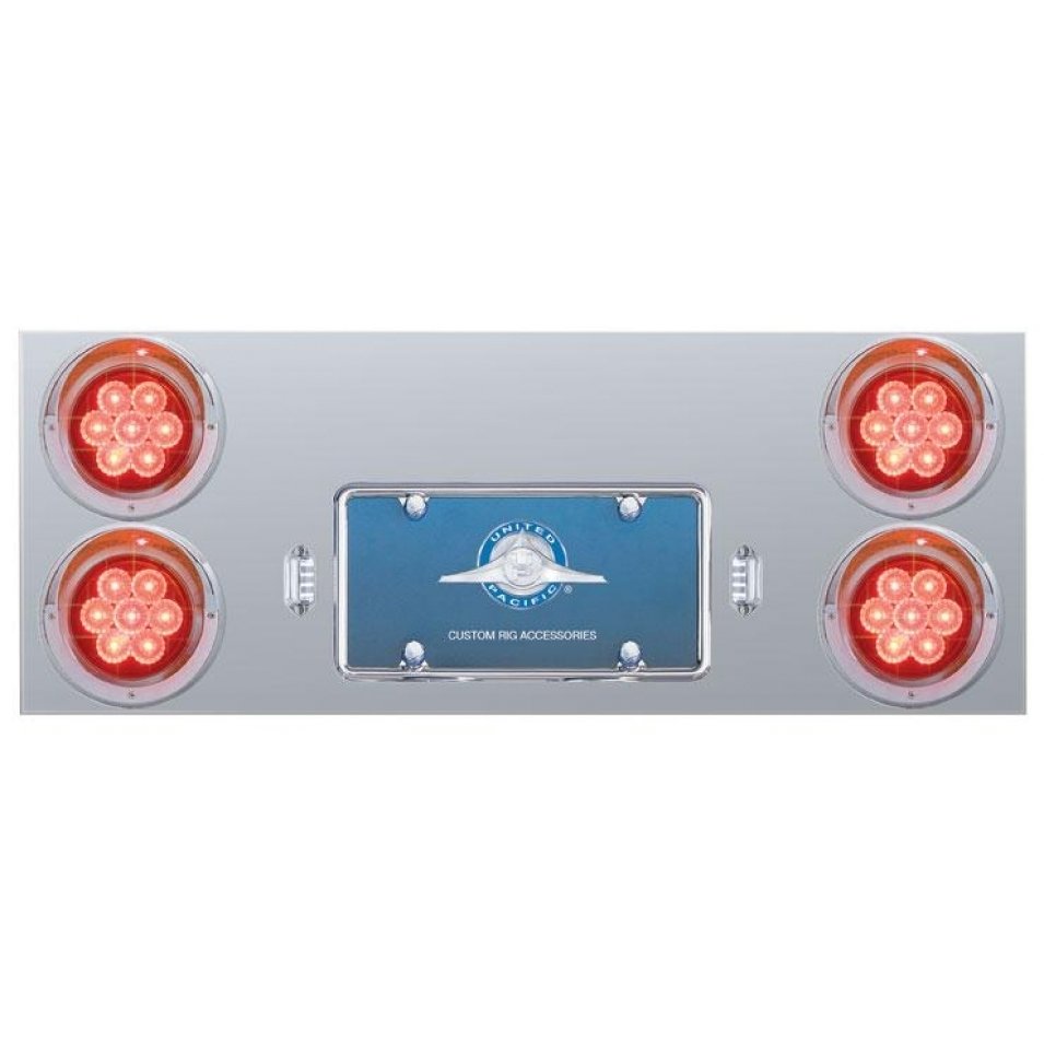 Rear Center Panel w/ Four 7 LED 4" Reflector Lights & Visors Red LED