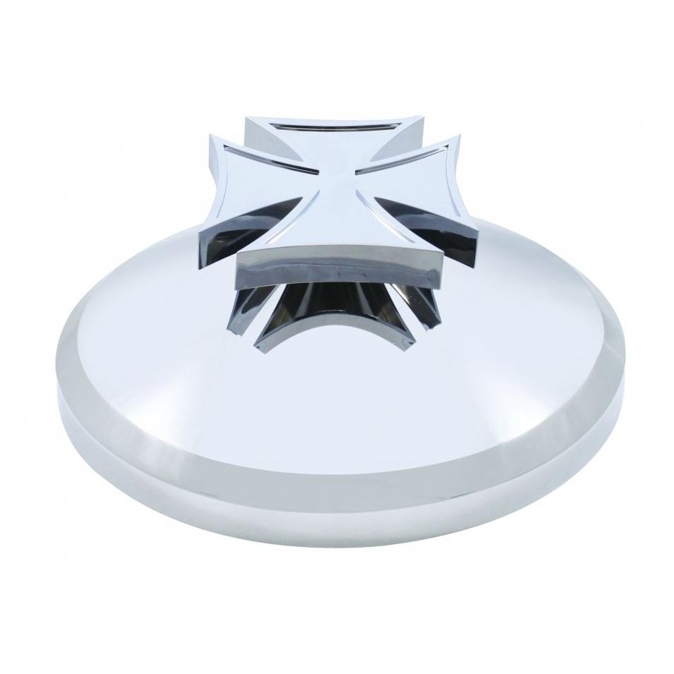 United Pacific Chrome Rear Axle Cover Hubcap w/ Iron Cross Spinner for