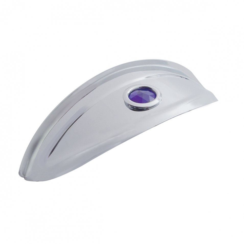 United Pacific 7" Chrome Headlight Visor w/ Blue Glass Dot Chrome