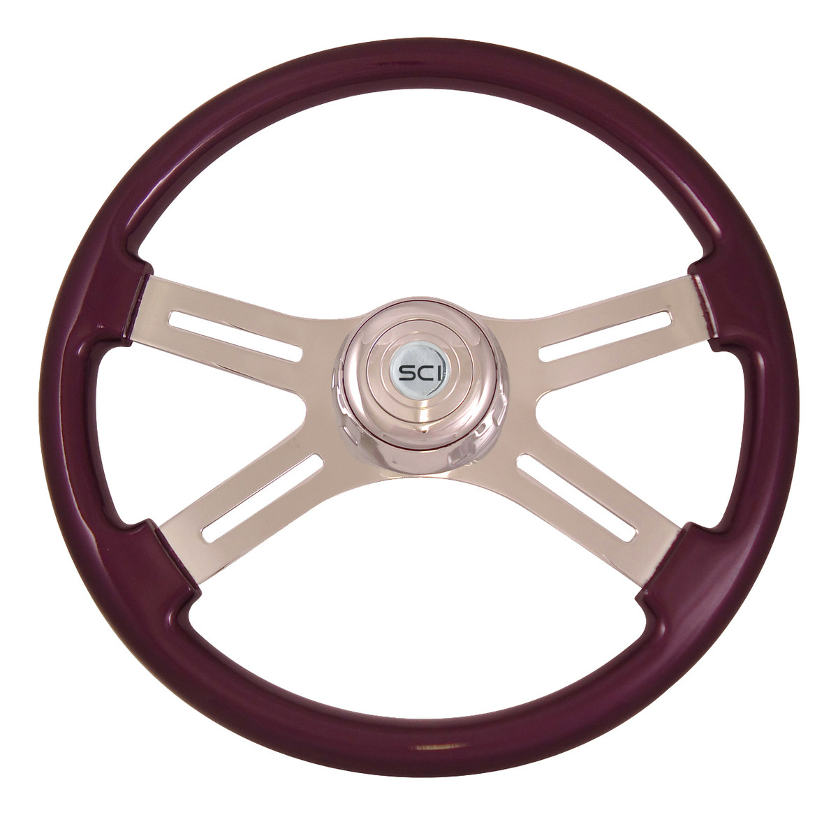 Steering Creations 18" Chrome/Purple Classic 4Spoke Wood Steering