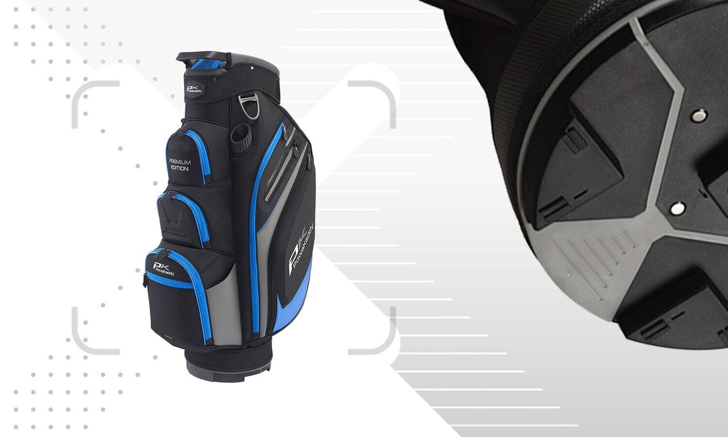 Powakaddy Premium Edition Golf Cart Bag Black / Gunmetal / Blue