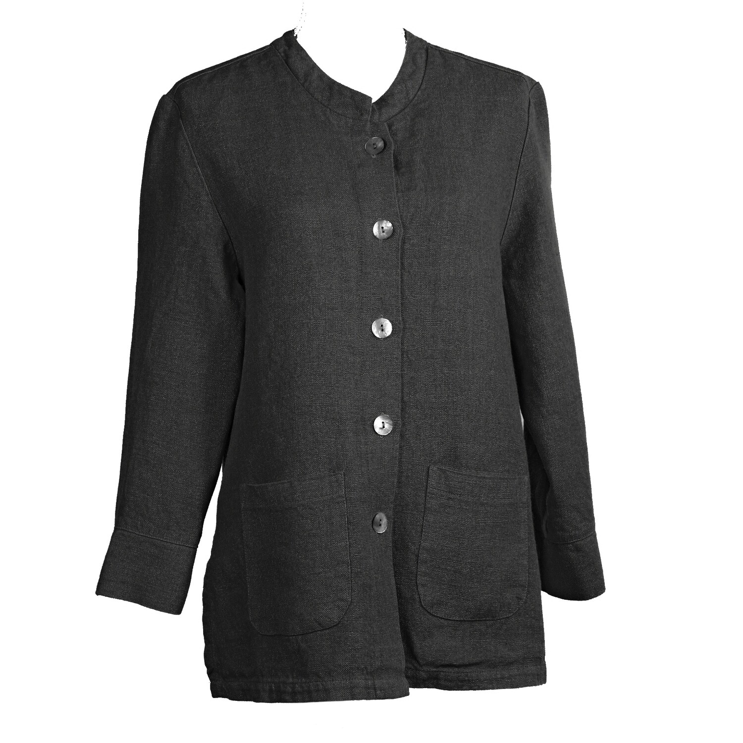 Women's Relaxed Fit Black Linen Jacket