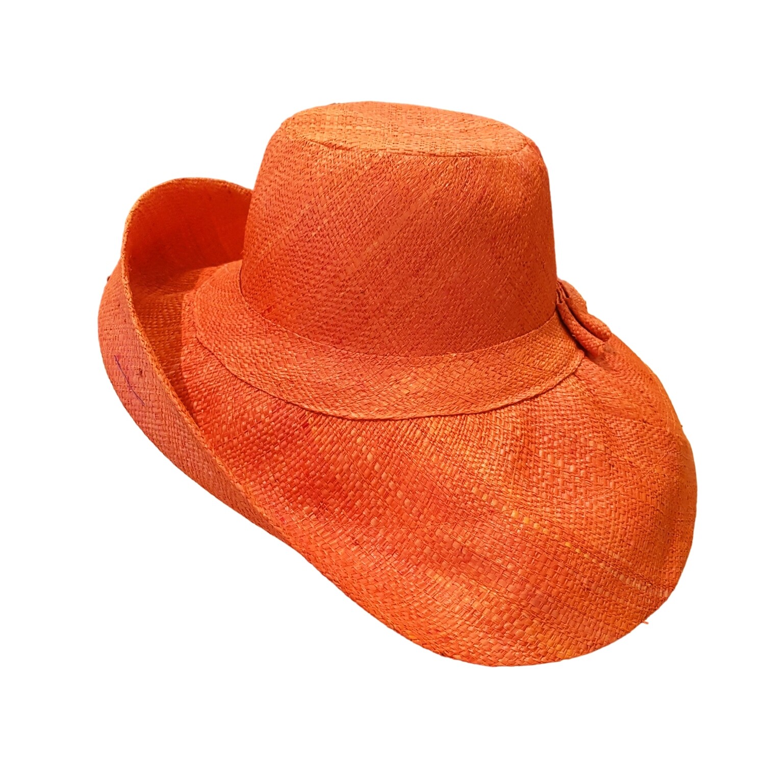 Women's Handmade Woven Bright Orange Straw Hat