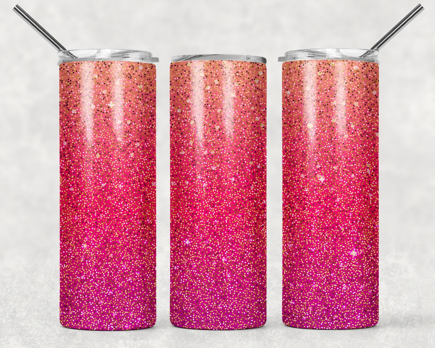 Orange Pink Ombre Glitter Tumbler