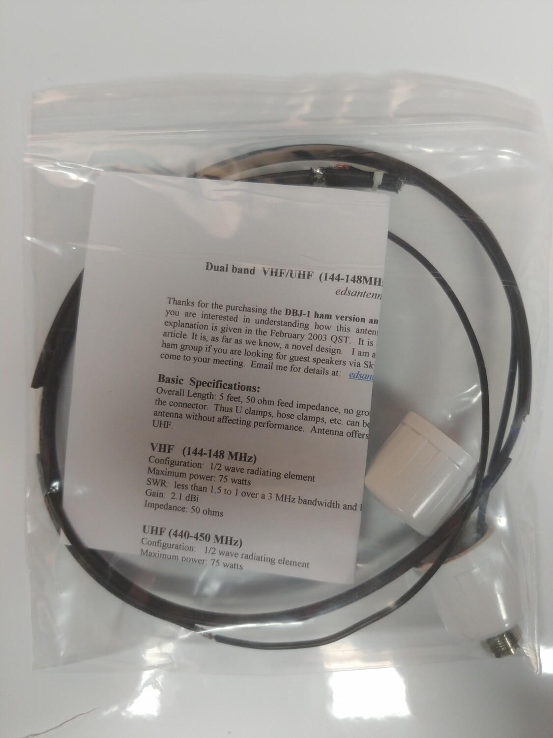 DBJ1H 2m/70cm Amateur Ham Dual Band Base Antenna by Ed Fong