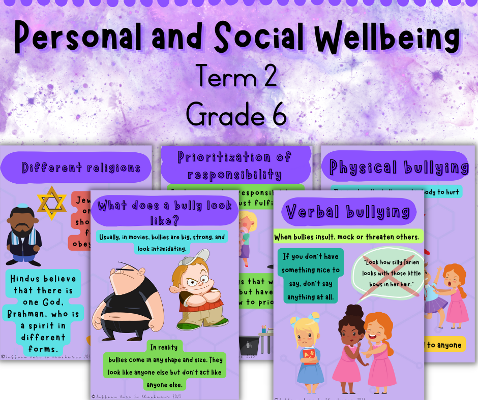 Grade 6 Life Skills PSW term 2 posters