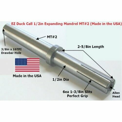 EZ Duck Call 1/2in Expanding MT2 Mandrel (Woodturning Kit) Made in the USA