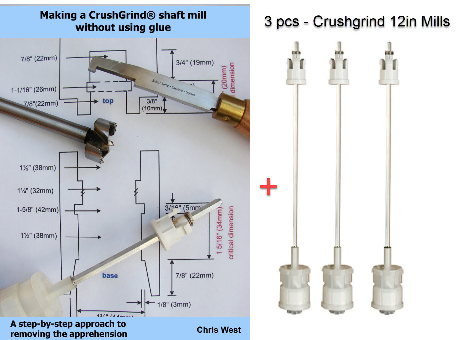 Crushgrind Starter Kit (Easily make a Pepper, Salt or Spice Mill without Glue)